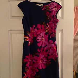 Navy with pink flower pattern dress